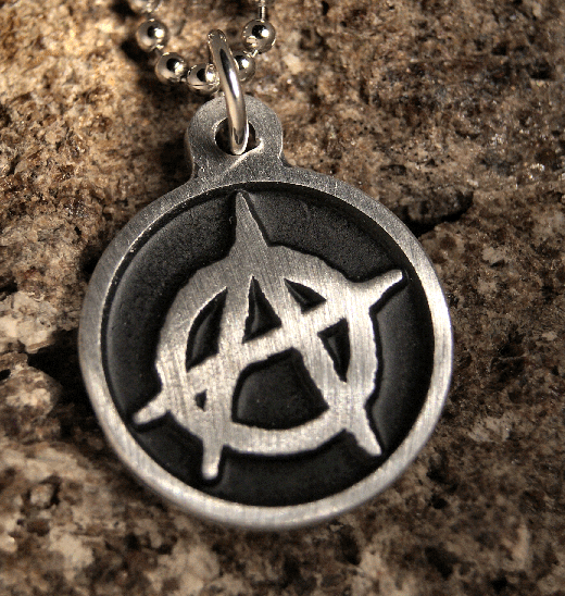 Silver PEWTER ANARCHY Pendant Necklace with ballchain | eBay