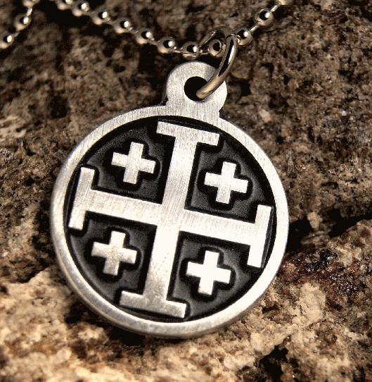 Jerusalem Crusaders Christian Cross Pewter Pendant  